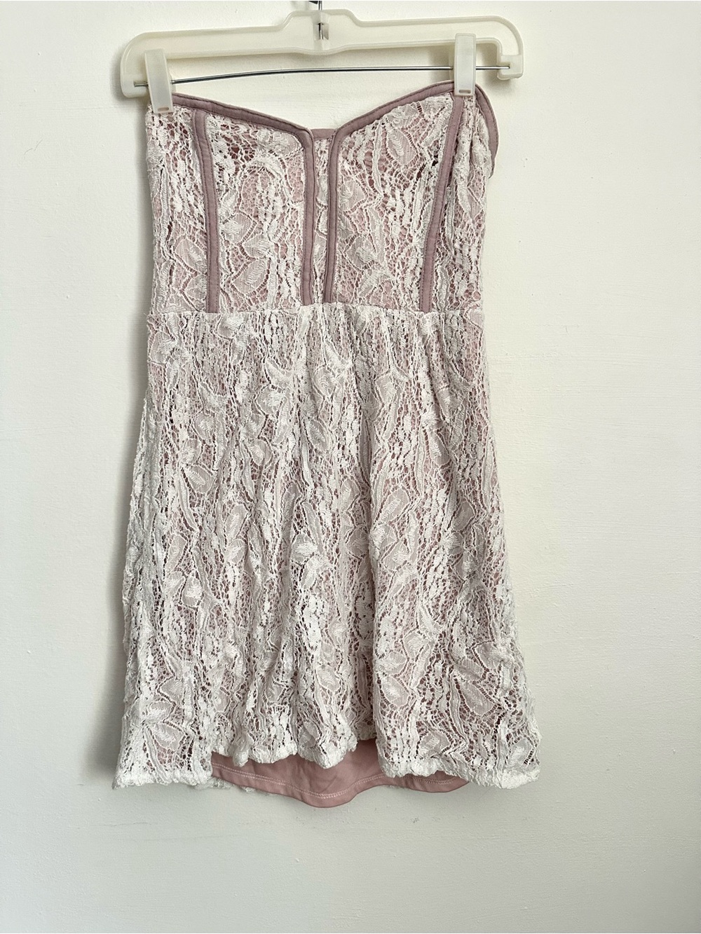 Dusty Rose Lace Strapless Dress